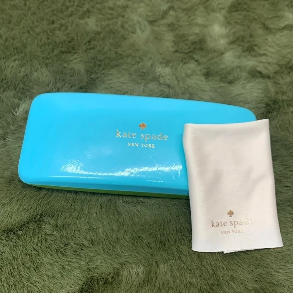 Kate Spade Blue & Green Hard Shell Glasses Case with Cloth